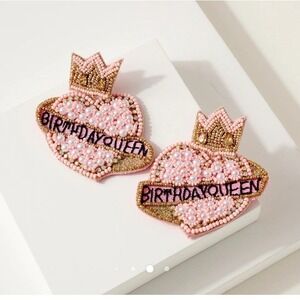 New! Beaded Birthday Queen Earrings
